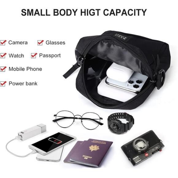 Crossbody Bag for Mens,Travel Passport Wallet Bag for Men for Cell - Picture 4 of 7